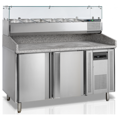 Tefcold pizza prep counter with bain marie PT1200 + VK38-150