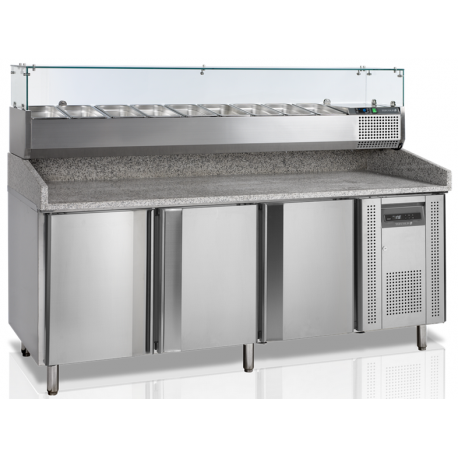 Tefcold pizza prep counter with bain marie PT1300 + VK38-200