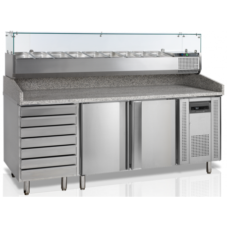 Tefcold pizza prep counter with bain marie PT1310 + VK38-200