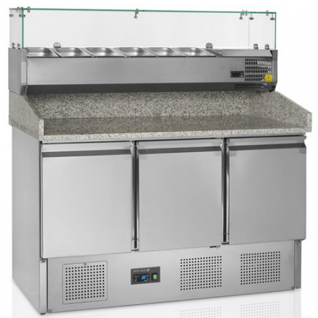 Tefcold pizza prep counter with bain marie PT1365 + VK33-140