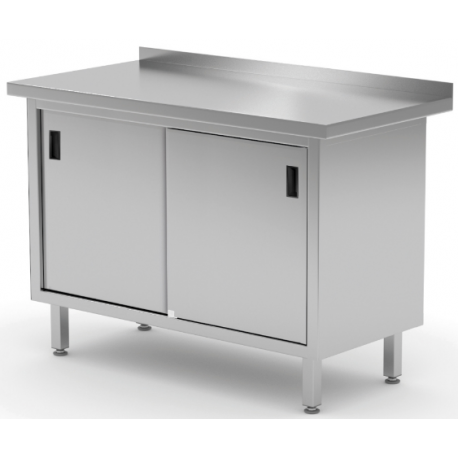 Hendi welded work table cabinet with sliding doors 800x600x850mm