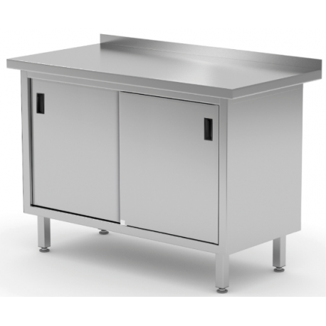 Hendi welded work table cabinet with sliding doors 1200x600x850mm