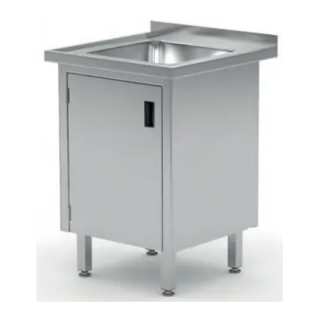 Hendi welded sink table with hinged door cabinet and sink basin 500x600x850mm