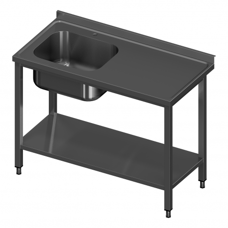 Stainless steel table with sink and shelf 200/70/85