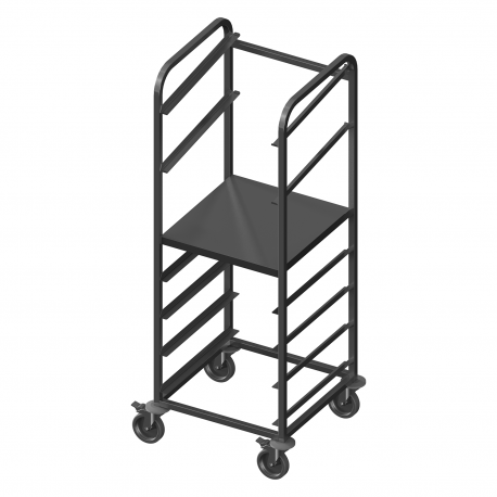 Trolley for 7 dishwasher cartridges with shelf