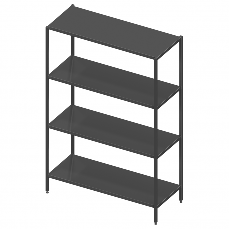 Welded rack with four shelves